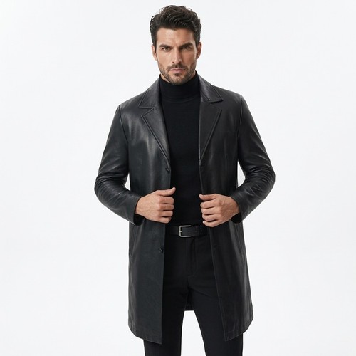 Men black genuine - black, leather